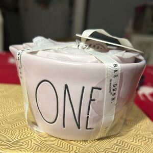 New Rae Dunn - Set of 4 Nestled Ceramic Measuring Cup Set Pink / Black Letters